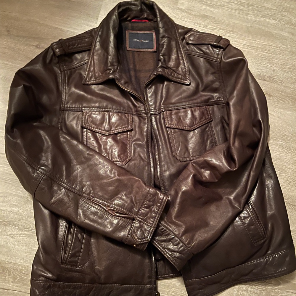 Tommy Hilfiger Leather Bomber Jacket